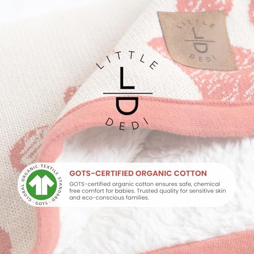 Baby & Pet Blanket 100% Cotton with Sherpa Fleece – Soft Stroller & Cuddle Blanket for Baby, Dog & Cat – Breathable, Hypoallergenic, Washable – 76×96 cm Amber Glow - color: Amber Glow/Beige