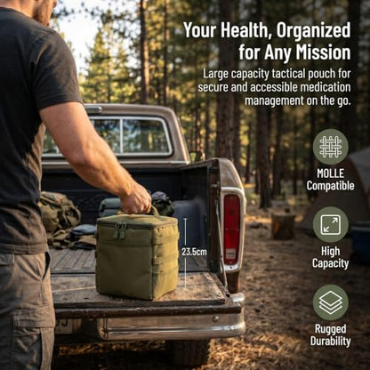 Travel Medicine Bag,Medication Pill Bottle Organizer Empty Case - color: Square Green