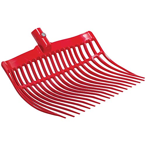 Dura-Tech Manure Fork Replacement Head 1 Bar | Easily Scoop Horse Poop Rake | Soiled Bedding Fork | Wider Pitchfork Design | Horse Manure Rake | Head Only - color: Red