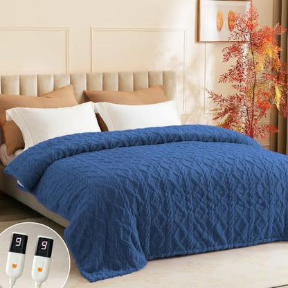 Heated Blanket Queen Size, Soft Plush Electric Blanket, Blue - color: Blue, size: Queen