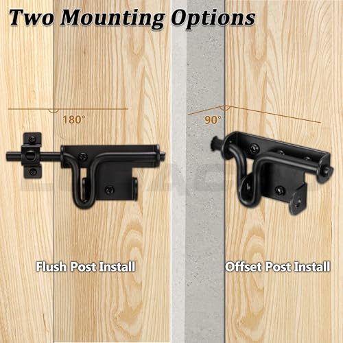 Slide Bolt Gate Latch Door Lock, Thickened Slide Bolt Latch Gate Hardware with Locking Hole for Padlock, Suitable for Heavy Duty Wooden Fence, Shed Doors, PVC Fence, Barn Doors, Black, 1 Pack