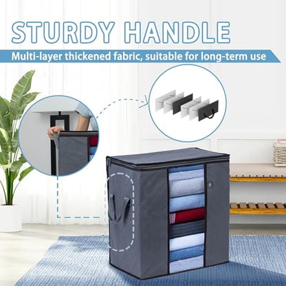 VENO 3 Pack Large Clothes Storage Bag w/Reinforced Handle 16 Gallon | Thick Container Bins Organizer for Blankets, Comforters, Bedding, Foldable w/ Sturdy Zipper, Clear Window(Tall 16.3 Gallon) - size: Tall, 16.3 Gallon, Set of 3