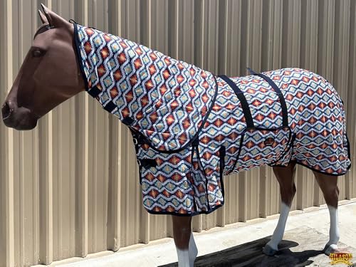 HILASON Horse Fly Sheet Breathable Mesh UV Protection Mosquito Bug Summer - color: Aztec, size: 66 In
