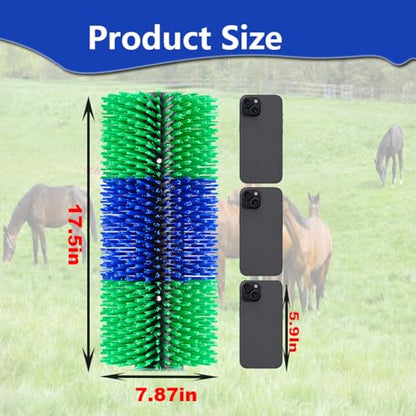 Adjustable Livestock Scratching Brush Kit — Durable Nylon Back Scratcher for Cattle, Horses & Goats with Mounting Hardware & Massaging Bristles