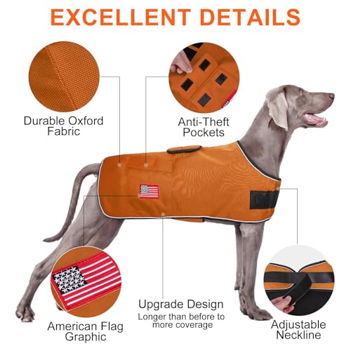BEAUTYZOO Dog Winter Coat for X-Large Dogs, Waterproof Canvas Jackets - color: Khaki, size: XL(Chest Girth 34"-45", Back 24", Neck 24"-29")