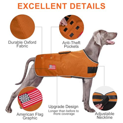 BEAUTYZOO Dog Winter Coat for Giant Large Dogs, Waterproof Canvas Jackets - color: Khaki, size: XXL(Chest Girth 38"-50", Back 28", Neck 26"-31")