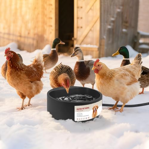 2.2L Heated Dog Bowl, Provides No Freeze Water, Pet Water Heater for Dogs/Cats/Chickens/Birds/Livestock, Black - color: Black