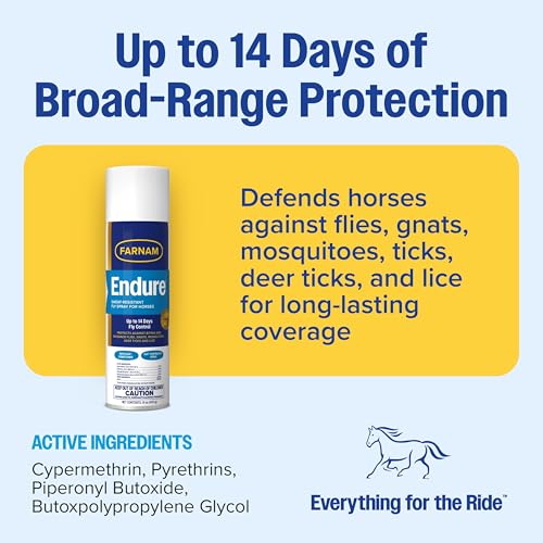 Farnam Endure Fly Spray for Horses, Long-Lasting Fly Repellent, 15 oz Spray