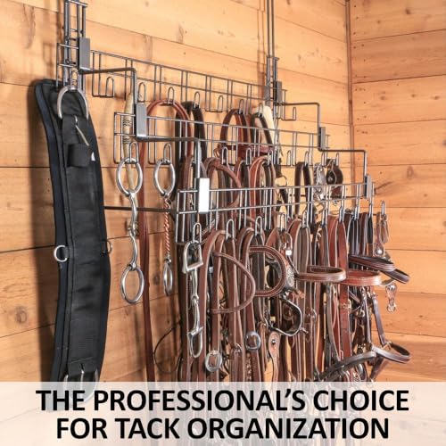 EASY-UP Schneiders Pro Portable Tiered Bridle and Tack Racks | Multi-Tier Horse Tack Storage for Barn and Shows | Durable Rust-Resistant Steel with Flexible Mounting - style: 40 Hook