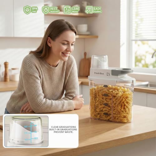 Rice Storage Container Grain Dry Food Flour Bin, Pet Dog Cat Food Dispenser with Measuring Cup, BPA-Free Clear Plastic Kitchen and Pantry Sugar Organizer (5.5, Pounds)
