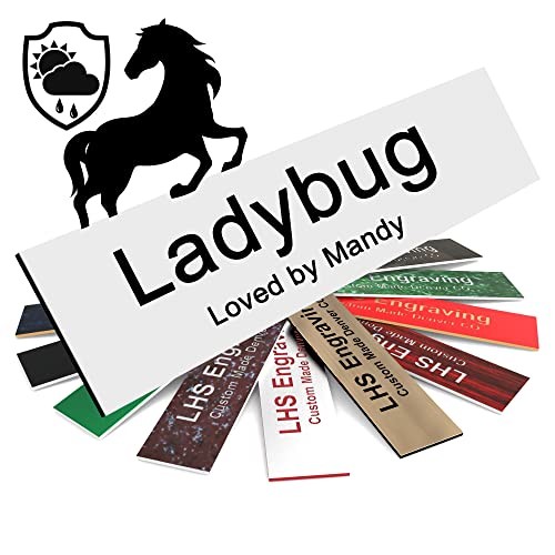 Personalized Horse Stall Name Plates, 2x6 Horse Stall Signs with Adhesive, All Weather UV Protected, White Plastic Black Letters - Made in USA - B16 - color: B16 - White/Black, size: 2in x 6in (5.1cm x 15.2cm)