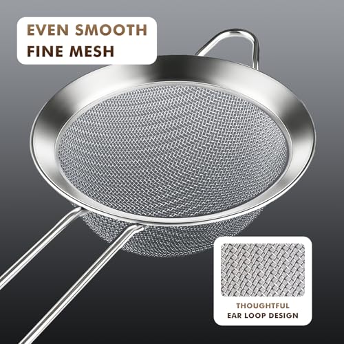 NileHome 3 Piece Stainless Steel Mesh Strainers,Silver(2.8"+4.6"+6.3") - color: 2.8"+4.6"+6.3"-Silver(Set of 3)