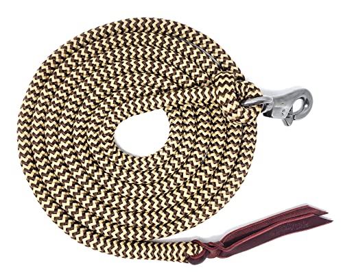 Double Braid Lead Rope with Eye Splice Loop, 12-14FT Lengths (Brown with Beige, 12 ft.) - color: Brown with Beige, size: 12 ft.