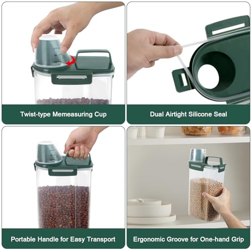 3 Lbs Pet Dog Food Storage Container for Bird Seed Rice Flour - Pine Green - color: Pine Green-3L