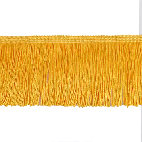 Chainette Fringe Trim 5 Yard x 4 Inches Fabric Tassel Trims - color: Yellow, size: 4"-5Yards/R