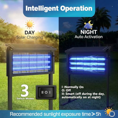 Solar Bug Zapper Outdoor with Stand, Waterproof Mosquito Zapper