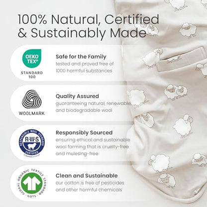 Woolino Toddler Sleeping Sack, 4 Season Merino Wool and Organic Cotton Baby Sleep Bag, 2-4 Years, Puppy - color: Puppy