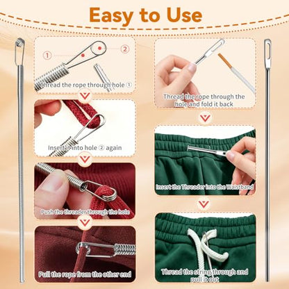 8PCS SJYOPIN Drawstring Threader Tool, Stainless Steel Threading Tool Kit | No More Missing Tools: The kit Provides Everything You Need
