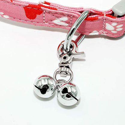 Bells for Dog Collars - 2 Pack Stainless Steel Bell Necklace for Dogs & Cat - Pet Pendant Accessories Training Collar Charm with Heavy Duty Snap Clips, Silver & Pink Christmas Gift - color: Silver & Pink