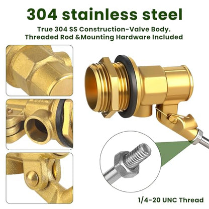 Stainless Steel Float Valve for Water Tank and Trough,1/2-3/4 Inch Size Options for Reliable Water Level Management in Various Applications with Durable Build (0.98in) - size: 25mm/0.98inch