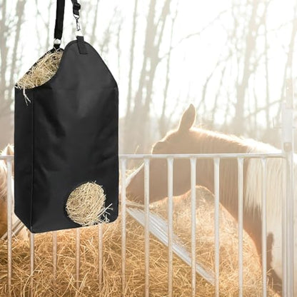 2 Pcs Goat Hay Feeder Horse Hay Bags Large Capacity Feeding Bag, Hay Nets Slow Feed Hay Bag Less Hay Waste Tote Bag with Metal Ring and Adjustable Strap for Sheep, Goats, Horses
