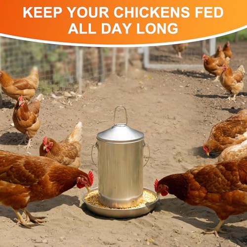 6.6lb Stainless Steel Hanging Chicken Feeder, Metal No Waste Poultry Feeder, Rustproof, Reusable, Long-Lasting, Gravity Feed Chicken Coop Accessories for Chicken, Geese, Duck, Hens, Rooster, Chick - color: 6.6lb