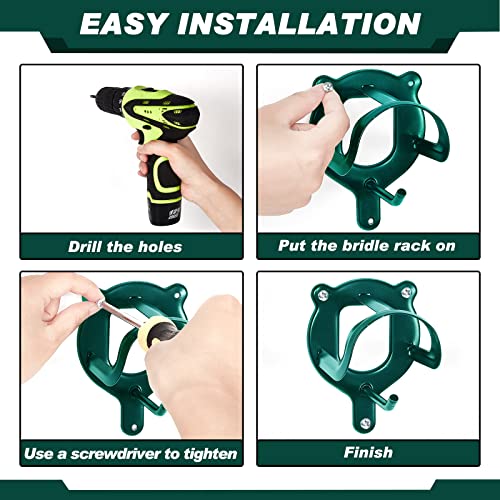 Dunzy 6 Pcs Bridle Hooks Horse Bridle Rack, Dark Green - color: Dark Green