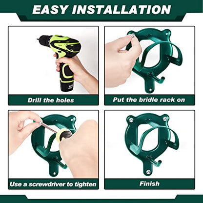 Dunzy 6 Pcs Bridle Hooks Horse Bridle Rack, Dark Green - color: Dark Green