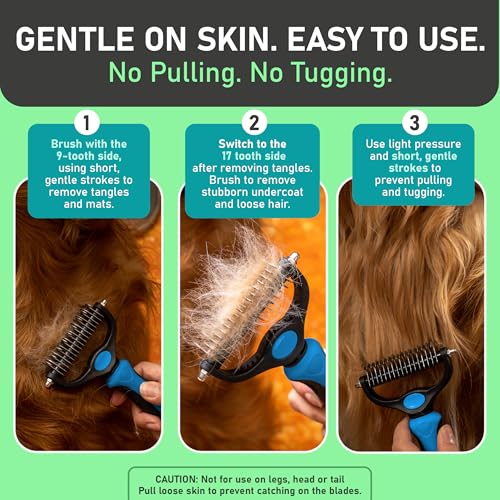 Maxpower Planet Dog Grooming Rake, Deshedding Undercoat Brush, Dogs & Cats - color: Blue, size: Large