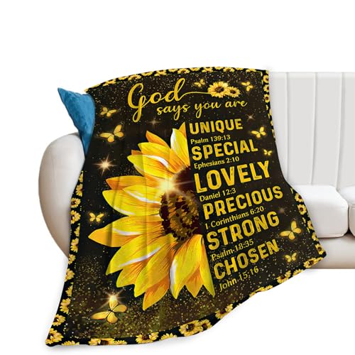 Christian Blanket, Bible Verse Throw Blankets, Sunflowers Fuzzy Plush Blanket Ultra Soft Religious Gift for Women Kids Teens Men Girls Boys Stuff Decor for Home Bedding Sofas Couch 50"X40" - color: Sunflowers, size: 50"x40"