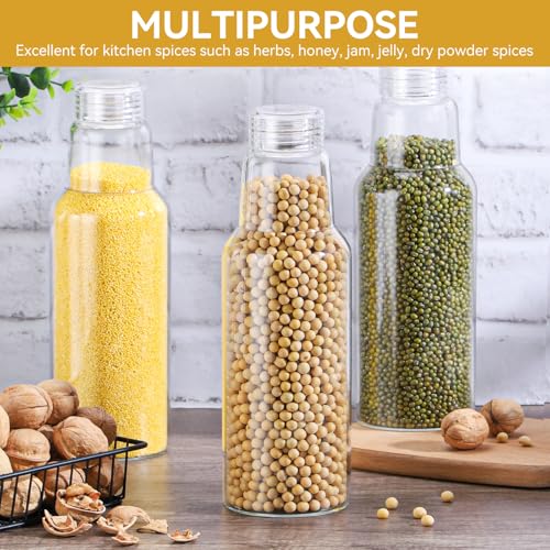 CWHHRN 34 Oz Glass Juice Bottles with Lids, 4 Pack Glass Bottles | BPA Free Leakproof Borosilicate Glass, Beverage Storage & Shaker Bottles