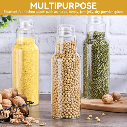 CWHHRN 34 Oz Glass Juice Bottles with Lids, 4 Pack Glass Bottles | BPA Free Leakproof Borosilicate Glass, Beverage Storage & Shaker Bottles