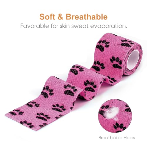 AUPCON Vet Wrap Cohesive Bandages Bulk Self Adhesive Bandage Wrap Self Adherent Wrap Non-Woven for Dogs Pet Animals & Ankle Sprains & Swelling (2 Inch Mix) - color: 2 Inch Mix