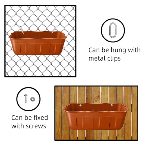 Chicken Feeder Waterer,Hanging Goat Feeders,Feed Trough 3.5 Quart 2 Pack,Hanging Fence Feed Trough for Poultry Livestock,Terracotta - color: Terracotta, size: 3.5 Quart (2 Pack)