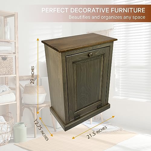 Peaceful Classics Wooden Tilt Out Trash Cabinet, Pewter - color: Pewter, style: Without Drawer
