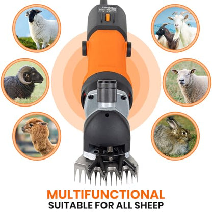 Sheep Shears Electric 850W Professional Heavy Duty Shearing Clipper with 6 Speed, for Shaving Fur Wool in Sheep, Goat, Cattle, and Other Farm Livestock Pet, with Carrying Case and Spare Blade