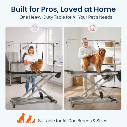 KANIS 60" Professional Electric Dog Grooming Table, 304 Steel, Heavy Duty - color: STAINLESS STEEL, size: 60"