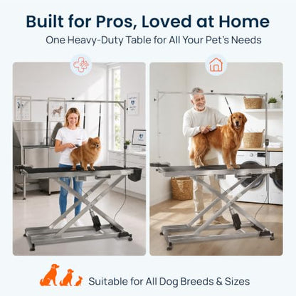 KANIS 60" Professional Electric Dog Grooming Table, 304 Steel, Heavy Duty - color: STAINLESS STEEL, size: 60"
