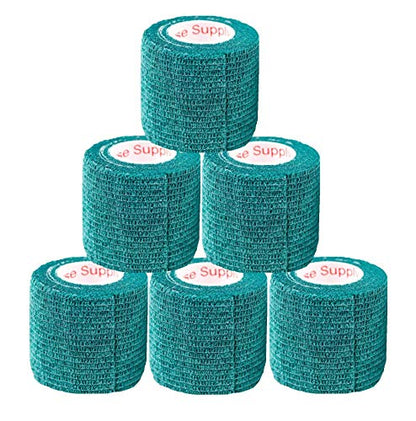 2 Inch Self Adhesive Bandage Wrap & Athletic Tape - 6Pk, Hunter Green - color: Hunter Green, size: 6 Rolls
