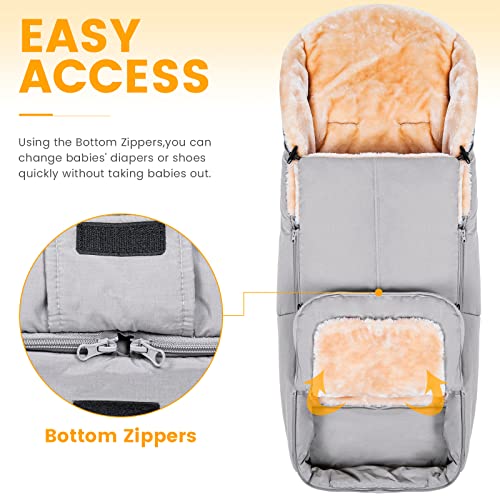 Orzbow Stroller Footmuff, Universal Baby Bunting Bag, Weather-Proof Blanket - color: Light Grey