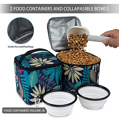 BAGLHER Pet Travel Bag, Double-Layer Pet Supplies Backpack (for All Pet Travel Supplies), Pet Travel Backpack with 2 Silicone Collapsible Bowls and 2 Food Baskets Hawaii - color: Hawaii
