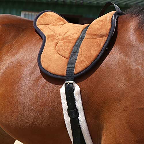Harrison Howard Equestrian Saddle Pad Horse Riding Pad Bareback Pad with Girth - color: Brown
