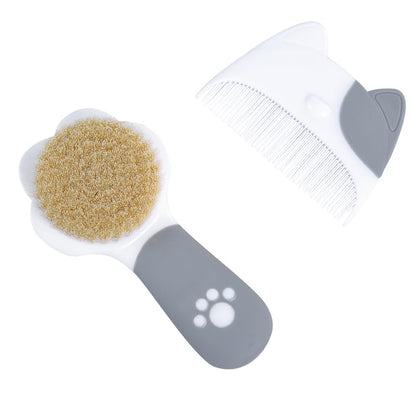 Baby Hair Brush Set, Natural Soft Goat Hair Brush and Comb for Newborn Toddler, Gray