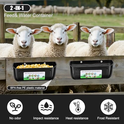 Chicken Feeder Waterer, 10 Pack Duck Feeder Supplies, Hanging Fence Feed Trough with Clips for Goat, Sheeple, Piglet, Gooses, Turkeys, Dog Livestock Poultry, Black - color: 10 pack Black