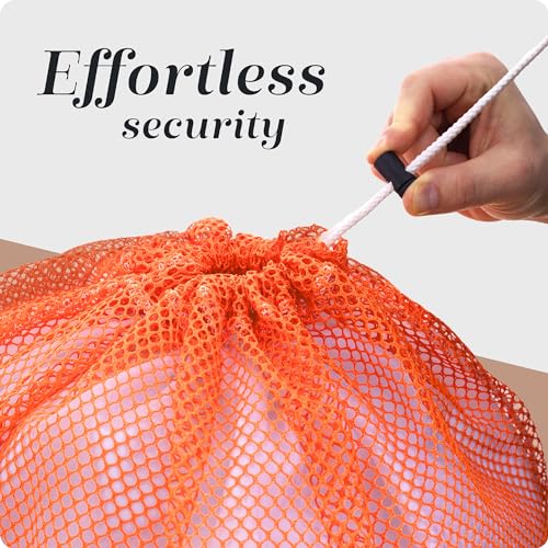 Handy Laundry Mesh XL Laundry Bag 24"x36", Heavy Duty Drawstring, Orange - color: Orange