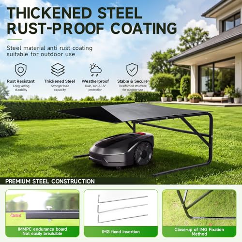 Robot Mower Garage, Rainproof UV-Proof Shelter for All Mowers（Large-Size） - color: black