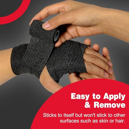 AZEN 120 Pack Self Adhesive Bandage Wrap Black, 2" X 5 Yards Black Athletic Tape, Vet Wrap, Ankle Tape, Cohesive Bandage Wrap - color: Black, size: 2IN - 120Pack