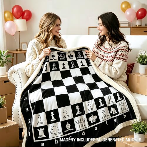 Sleepwish Throw Blanket, Black White Lightweight, Twin - color: Chessboard, size: Twin