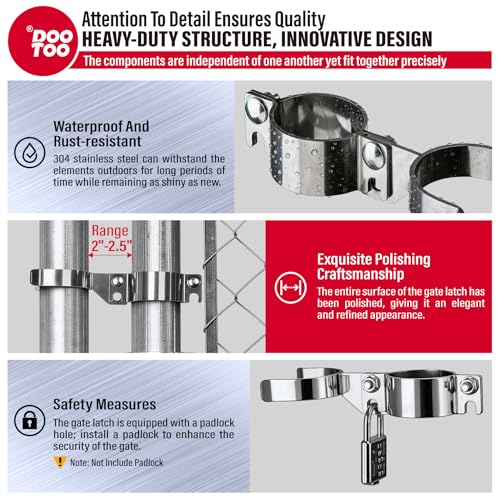 Stainless Steel 2-3/8" x 2-3/8" Chain Link Gate Latch （Fit 2-3/8" Gate Frame）, Heavy Duty Chain Link Fence Gate Fork Latch with Hole for Padlock 1Pack - color: 2-3/8"x2-3/8"