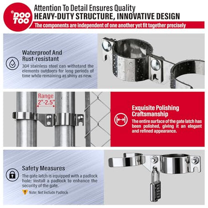 Stainless Steel 2-3/8" x 2-3/8" Chain Link Gate Latch （Fit 2-3/8" Gate Frame）, Heavy Duty Chain Link Fence Gate Fork Latch with Hole for Padlock 1Pack - color: 2-3/8"x2-3/8"